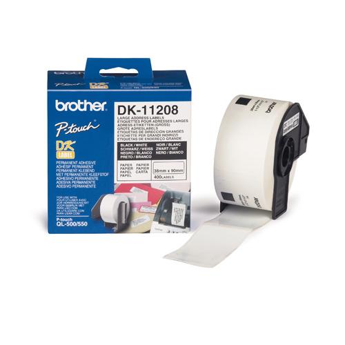 Etiquetas de Dirección Brother DK11208 • 38x90mm • 400 Etiquetas • Color Blanco